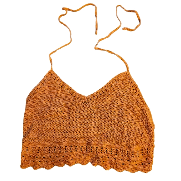 O'Neill Juniors Brooke Crochet Halter Top - Orange - Picture 1 of 9